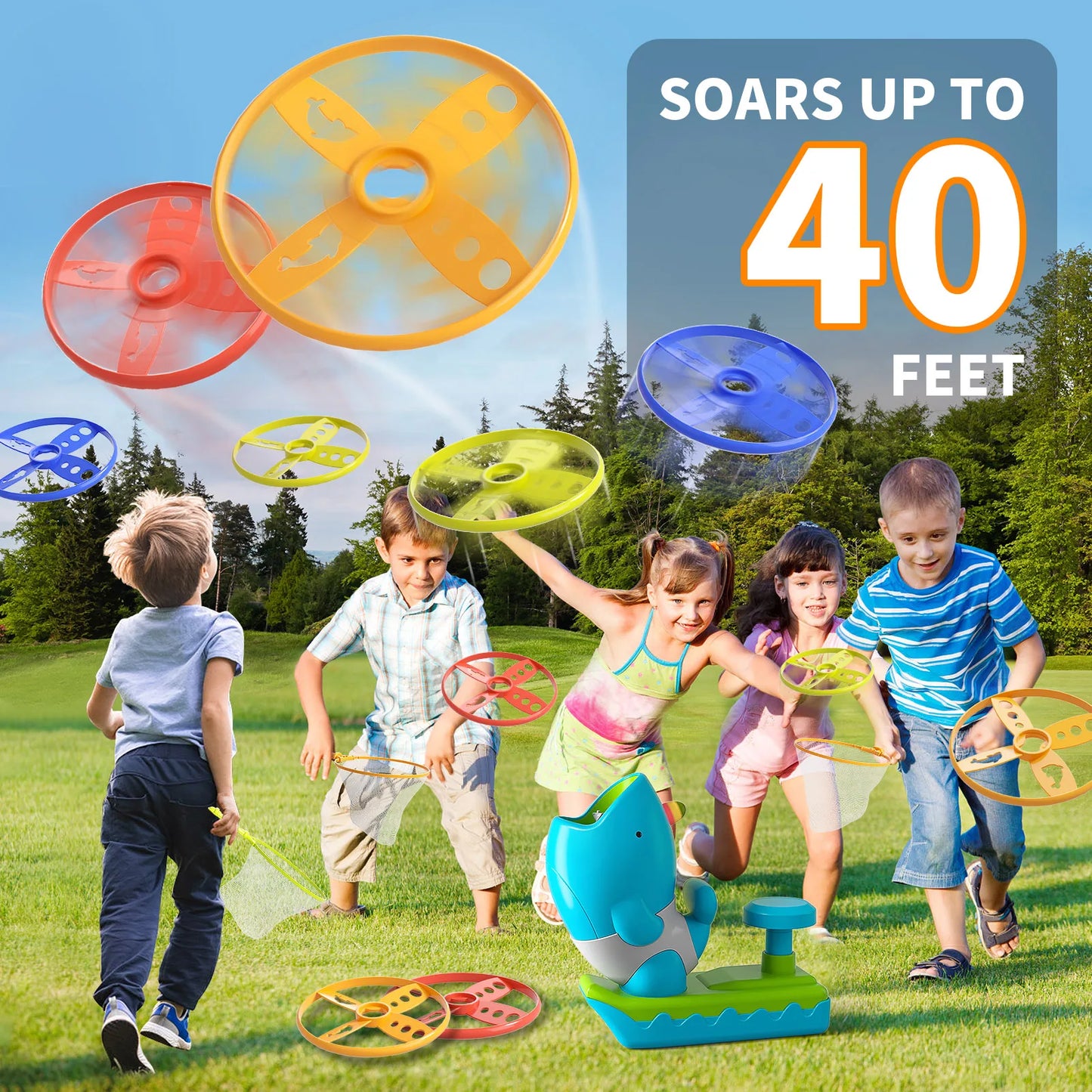 Flying Disc Launcher Outdoor Outside Toys, Outdoor Toys For Kids Boys