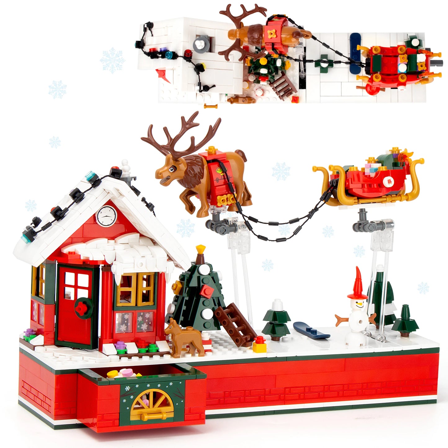 EDUCIRO Christmas Building Sets, Santa Claus and Reindeer Christmas Décor Building Kit, Features a Christmas Tree Toy Gift Idea