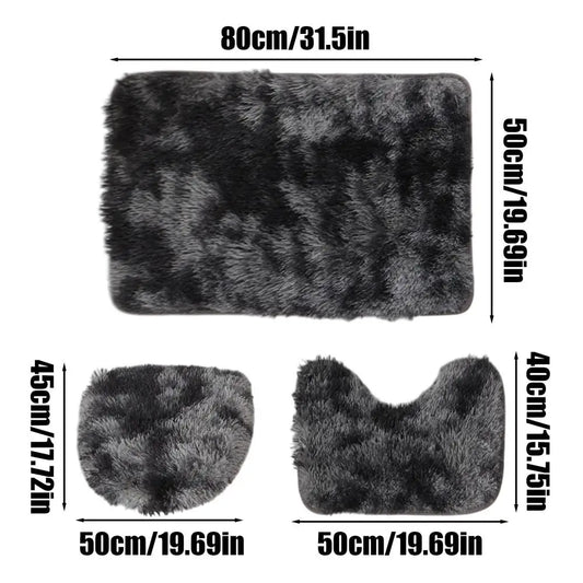 3pcs Bathroom Rug Set Bathroom Tie Dye Mat Toilet Soft Non Slip Rug Shower Carpets Toilet Lid Cover Floor Mats Set Washable