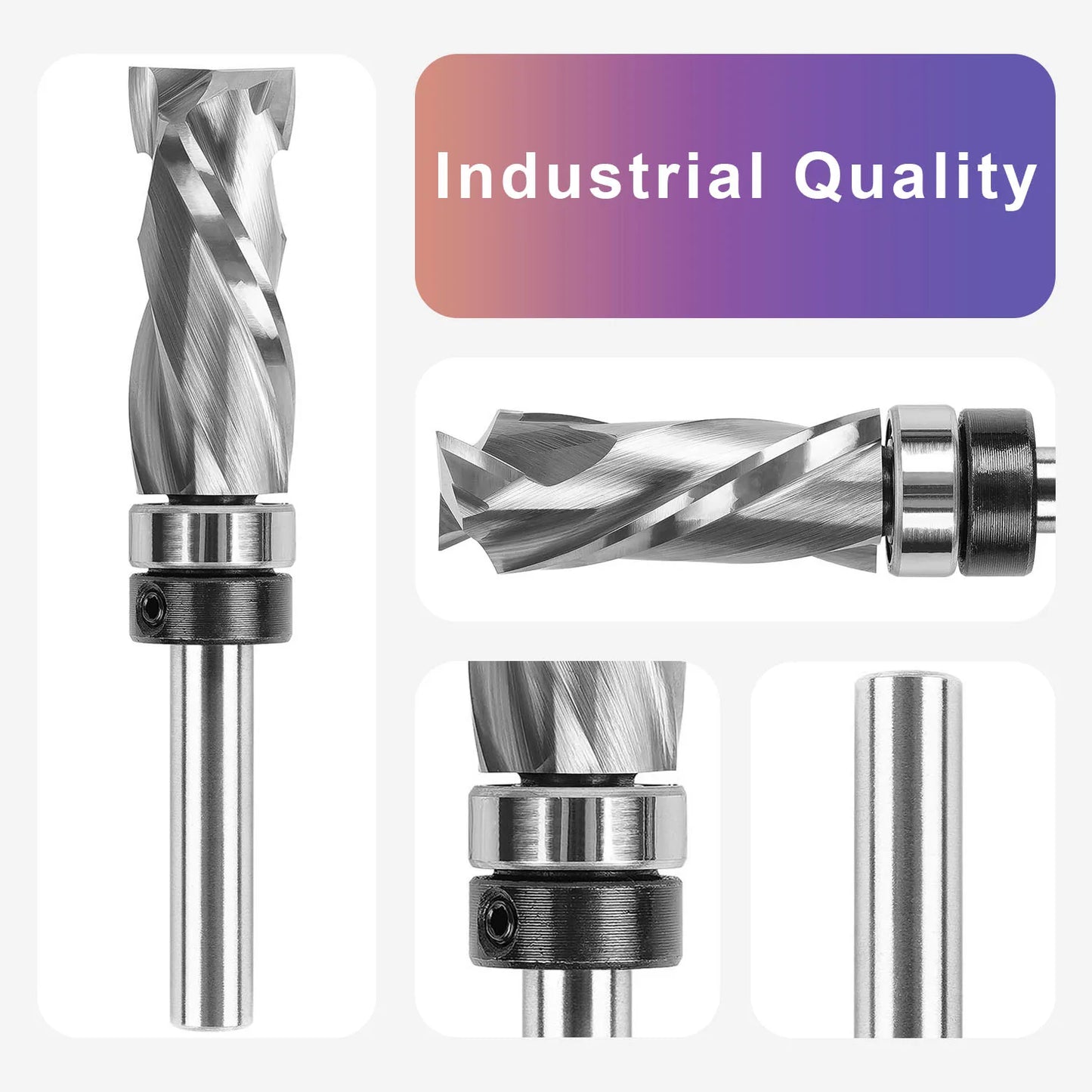 SpeTool 1pc Bearing Compression Spiral Flush Trim Router Bit, Solid Carbide Template Router Bit fo Pattern Work Woodworking Tool