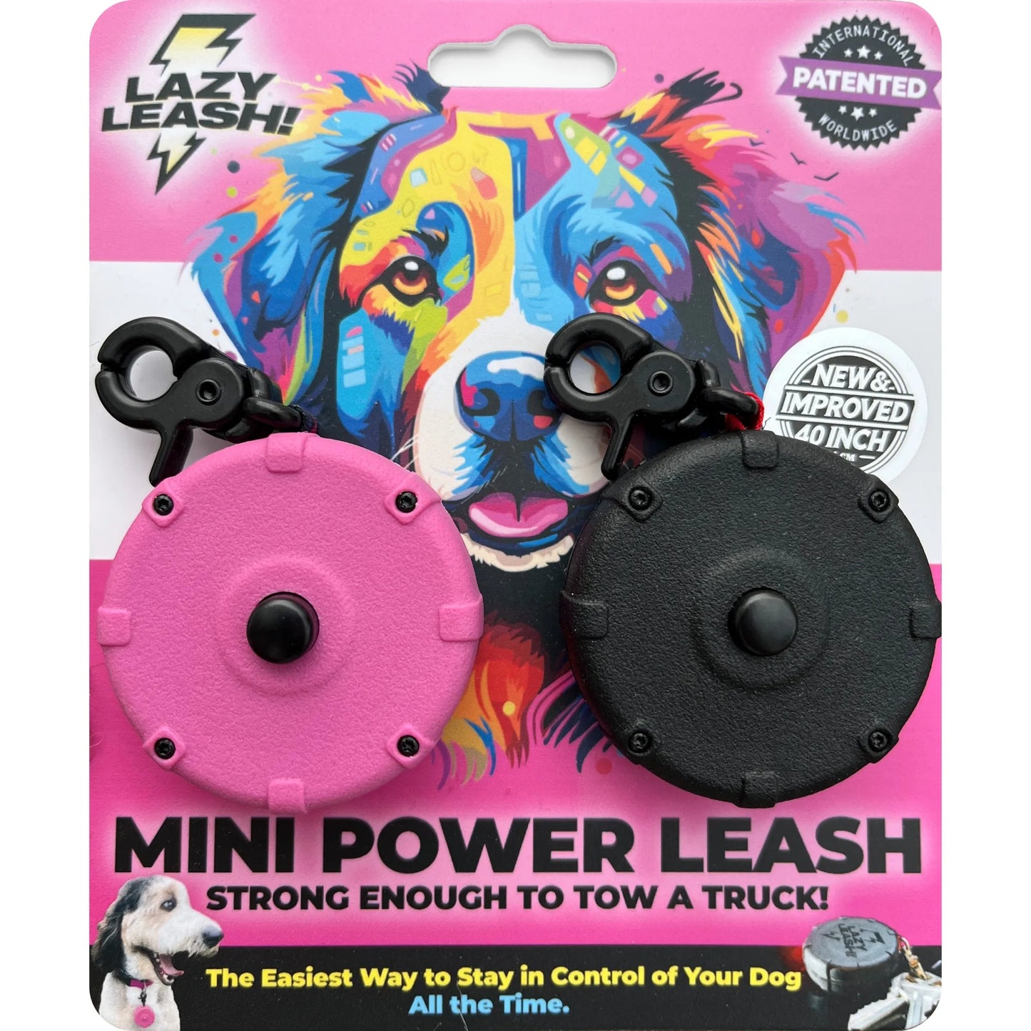 Safe & Easy Lightweight Heavy-Duty Wearable Mini Clip-On Adjustable Power Leash! Off-Leash Dog Walking Hiking Training & Travel