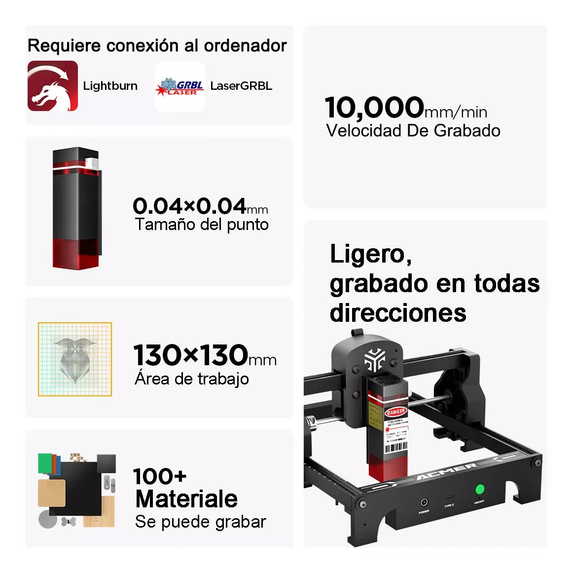 ACMER S1 Portable 3.5W High PrecisionLaser Engraver Machine for DIY Wood Multi-Material Engraving Engrave/Cut Wood