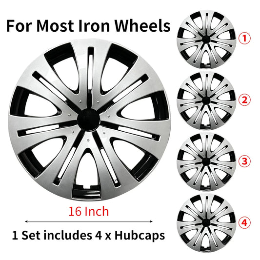 4PCS Hubcaps 16 Inch Full Coverage Shield Style Wheel Cover Cap Design for Most Car Iron Automobile Full Rim Cover Accessories