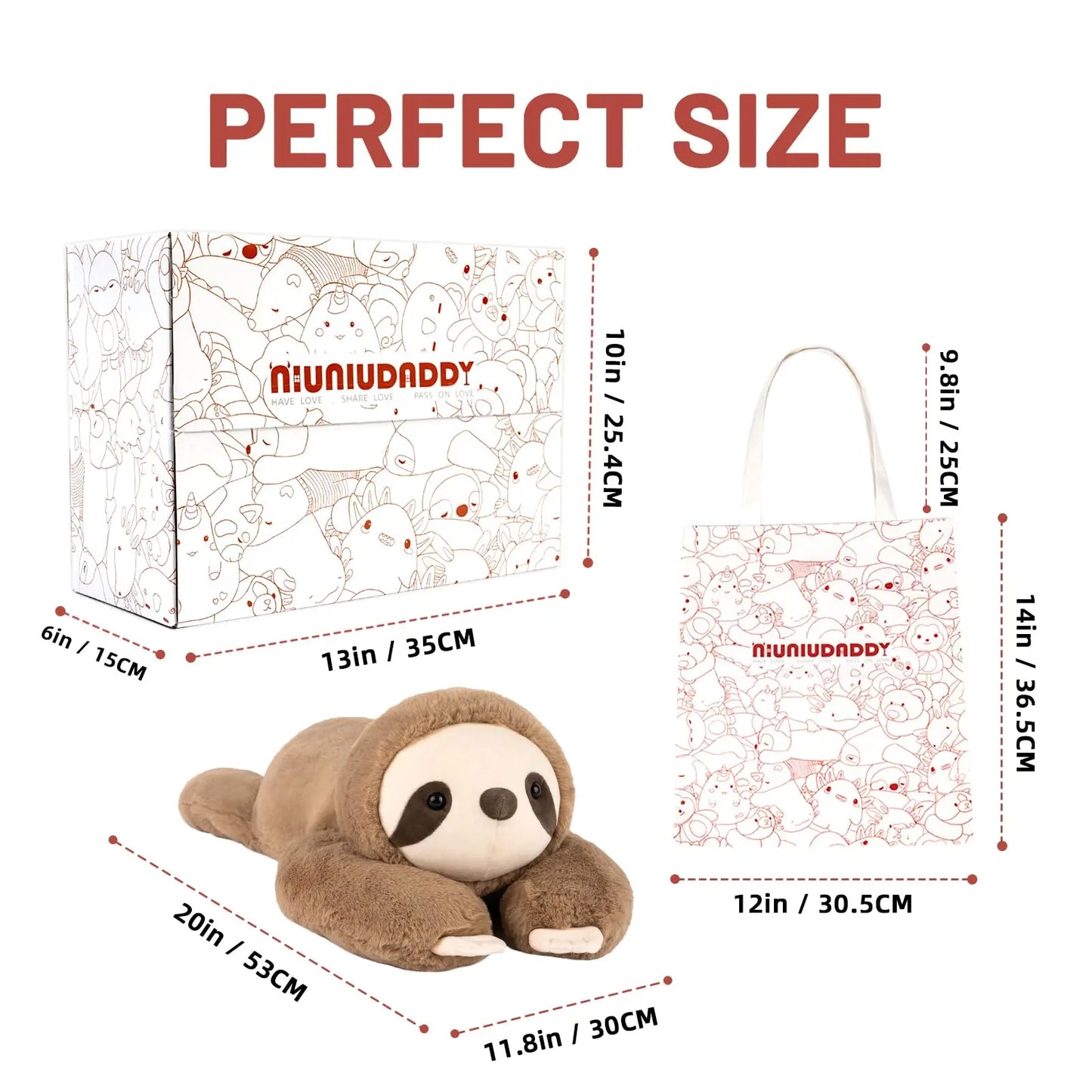 Niuniu Daddy 20" Weighted Stuffed Animals for Adults Kids Large Plush Toy Gifts with Soft Fur & Body Include Bag Stickers Card