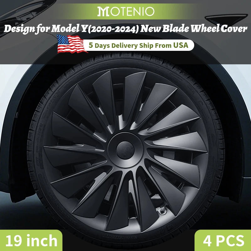 Design for TESLA Model Y 2020-2024 Vehicle Full Coverage New Blade Wheel Cover Cap 19 Inches Hubcaps  Automobile Accessories