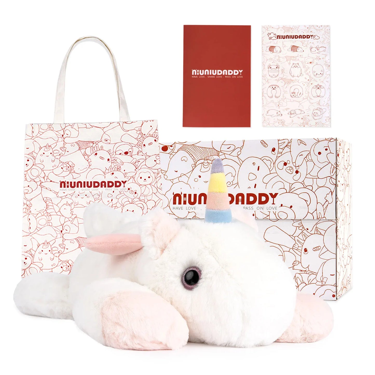 Niuniu Daddy 20" Weighted Stuffed Animals for Adults Kids Large Plush Toy Gifts with Soft Fur & Body Include Bag Stickers Card