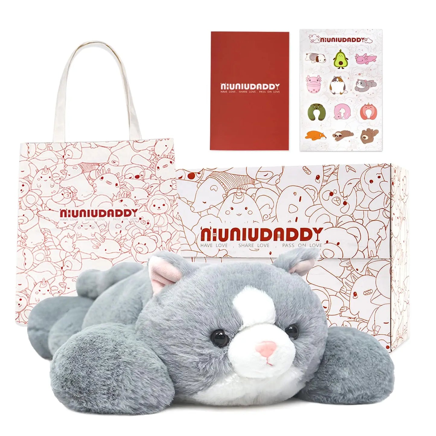 Niuniu Daddy 20" Weighted Stuffed Animals for Adults Kids Large Plush Toy Gifts with Soft Fur & Body Include Bag Stickers Card