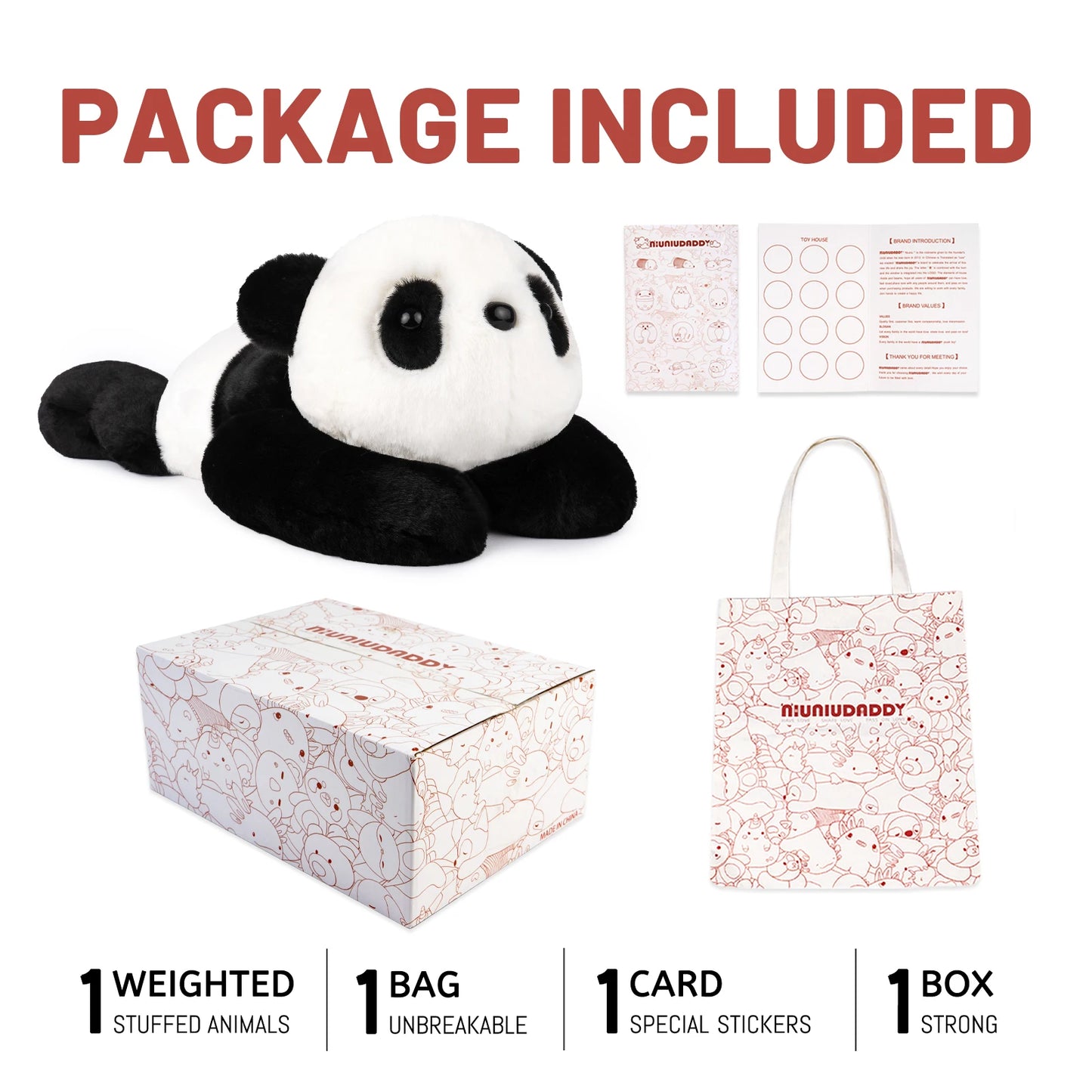 Niuniu Daddy 20" Weighted Stuffed Animals for Adults Kids Large Plush Toy Gifts with Soft Fur & Body Include Bag Stickers Card