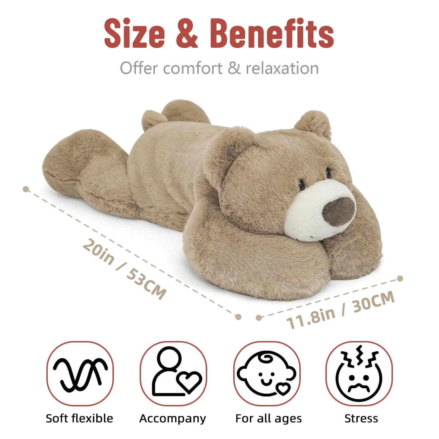 Niuniu Daddy 20" Weighted Stuffed Animals for Adults Kids Large Plush Toy Pillow with Soft Fur & Body for Gift Birthday Holidays