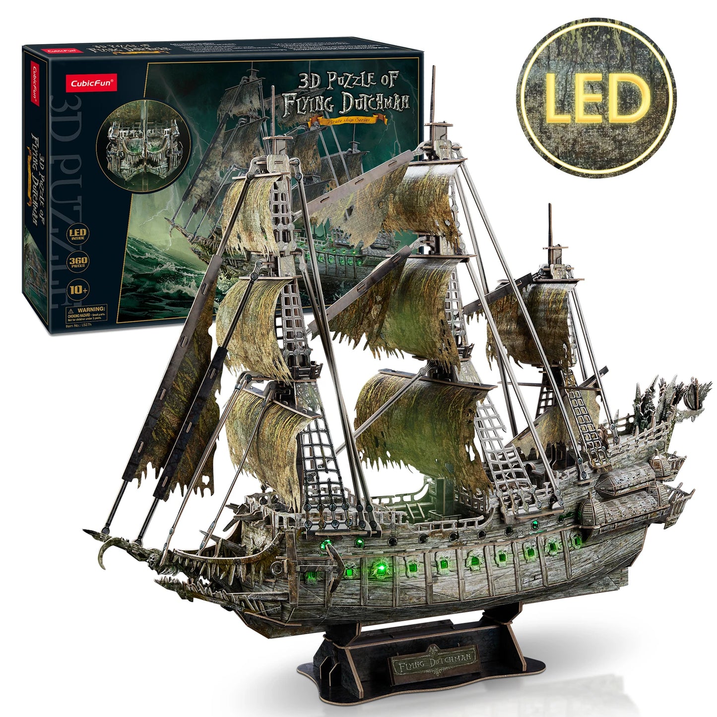 CubicFun 3D Puzzles Ship from PL/US/RU LED Flying Dutchman Pirate Ship Model Queen Anne Revenge Sailboat Titanic Ship Jigsaw