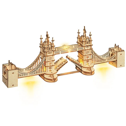 Robotime Wooden Puzzle Game DIY 3D Tower Bridge,Big Ben,Famous Building Assembly Toy Gift for Children Teen Adult