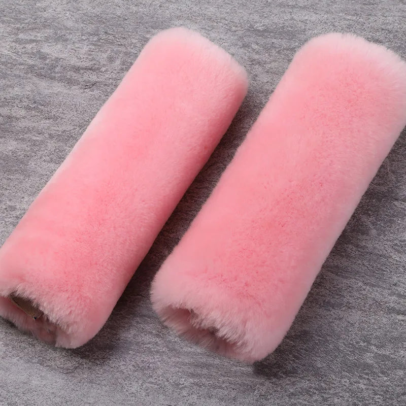 Real Sheepskin Wool Car Seat Safety Belt Pad Cover For Car Accessory Neck Shoulder Strap Cushion Pillow Automobile AU Merino Fur