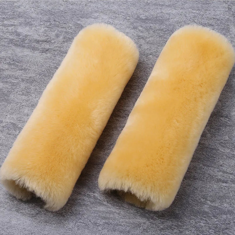 Real Sheepskin Wool Car Seat Safety Belt Pad Cover For Car Accessory Neck Shoulder Strap Cushion Pillow Automobile AU Merino Fur