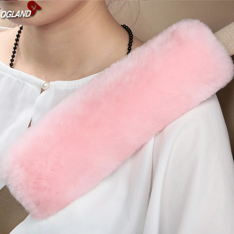 Real Sheepskin Wool Car Seat Safety Belt Pad Cover For Car Accessory Neck Shoulder Strap Cushion Pillow Automobile AU Merino Fur
