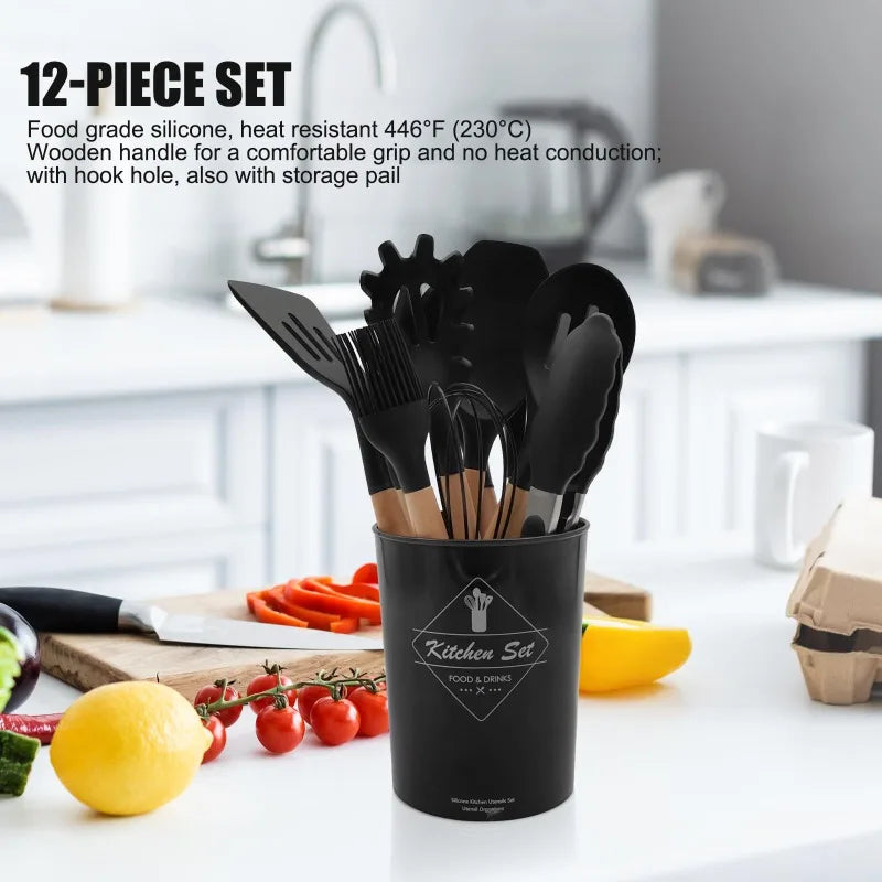 Cooking Utensils Set of 12 Silicone Kitchen Utensils