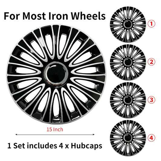4 hubcaps for Iron Rim,15 Inch Hubcap Replacement Wheel Cap Automobile Full Rim Cover Accessories for Most Car Iron Wheel Cover