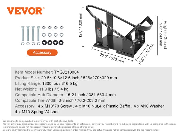 VEVOR Motorcycle Wheel Chock Upright 1800 lbs Heavy-duty Steel Motorcycle Front Wheel Stand with Adjustable Holes For Motorcycle