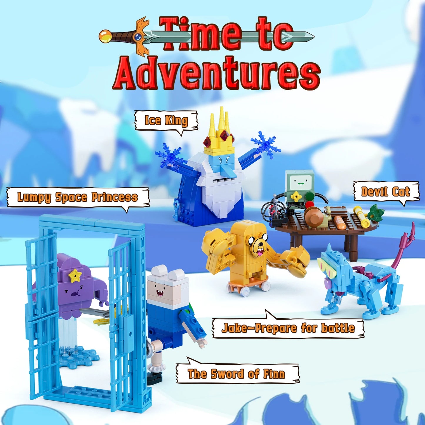 8in1 Adventures Time Building Block Set Finne Jake Ice King Bimo Action Figures Model Bricks Gifts for Kids Adults