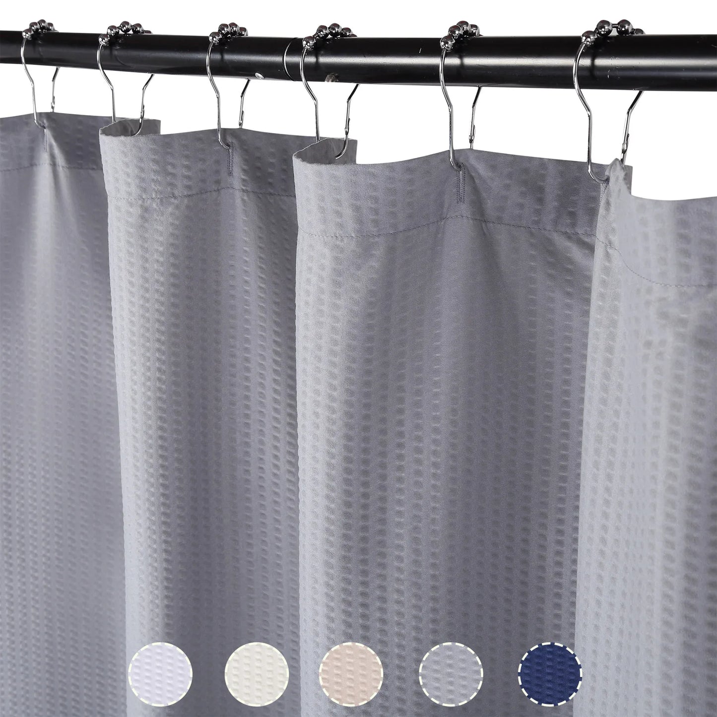 Shower Curtain Soft Microfiber Fabric Shower Curtain or Liner for Bathroom, Bathtub Embossed Pattern Water Repellent 72x72Inches