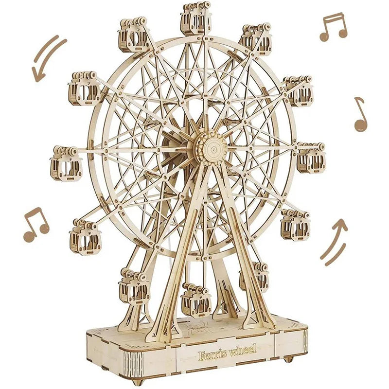 Robotime Rolife 3D Puzzle Ferris Wheel Music Box Box Model Kit with Music for Children and Adults Crafts Adults Women 3D Puzzle