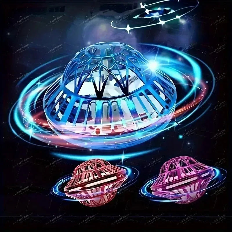 1/2/3/5/10/20PCS Elliptical flying ball boomerang UFO model, gyroscope flying LED 360 ° rotation children toy。Random Color