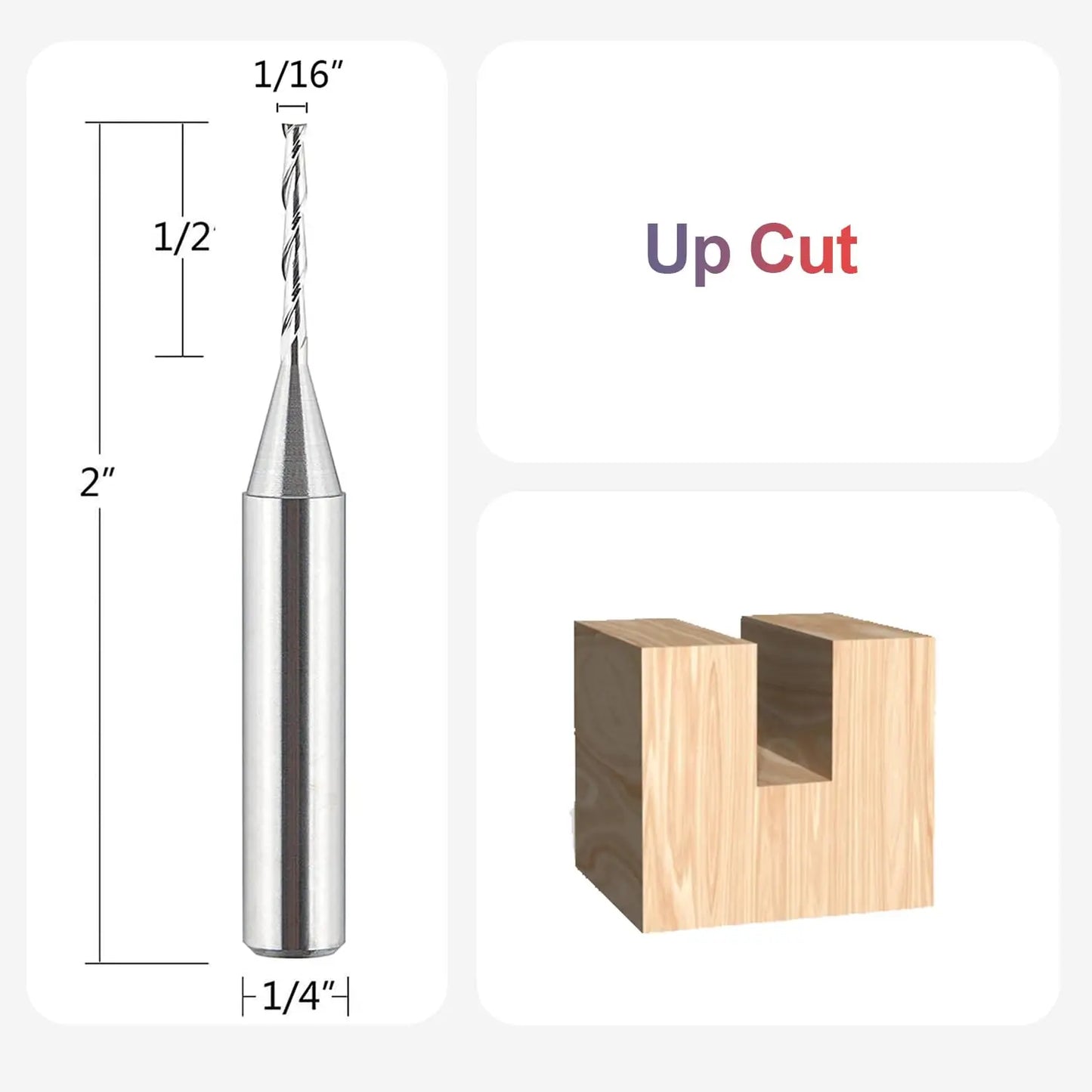 SpeTool 1pc Upcut Spiral CNC Router Bit with 1/4 1/2 Inch Shank HRC55 Solid Carbide CNC End Mill for Wood Engraving Carving Tool