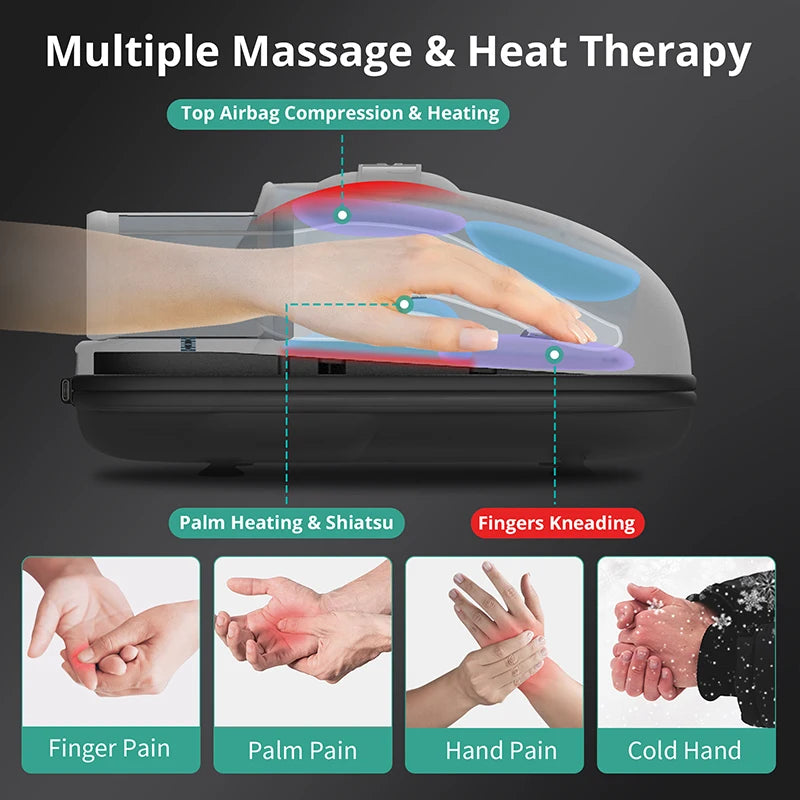 Wireless Electric Hand Massager Air Compression Hot Compress Palm Acupoint Massager Finger Arthritis Numbness Muscle Relaxation