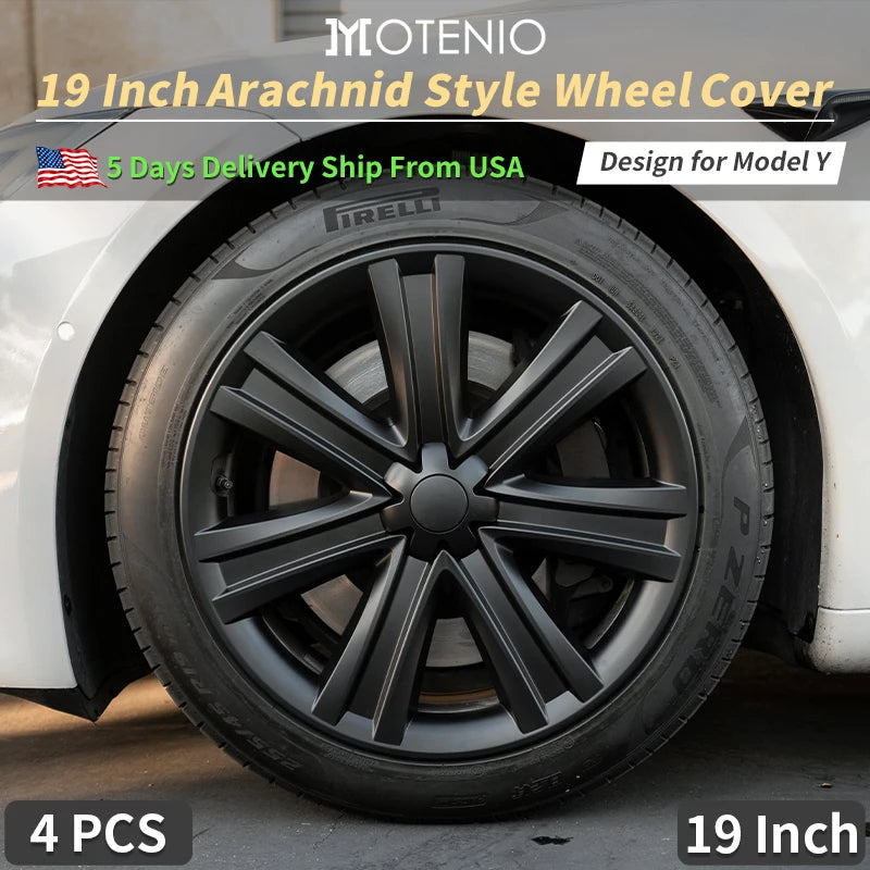 4PCS/Set Hubcaps 19 inches Full Coverage Arachnid Wheel Cover Cap Design for Tesla Model S/ Model Y Automobile Accessories