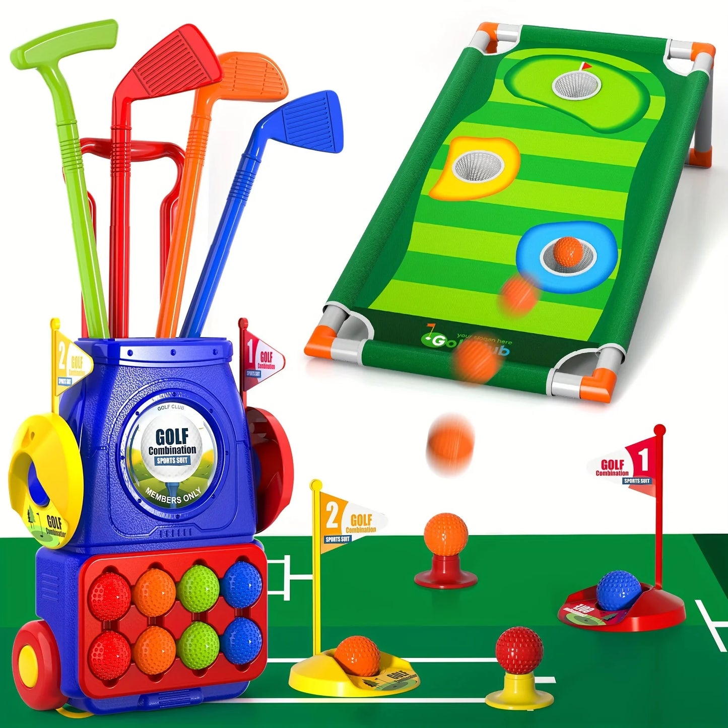 Upgraded Kids Toddler Golf Set, Indoor Outdoor Outside Golf Toys Gifts for 3 4 5 Year Old Boys, 3 4 5 Year Old Boys Toys Birthda