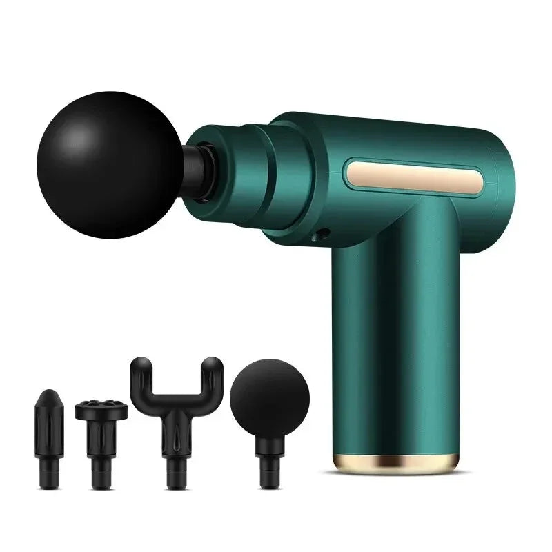 Mini Fascia Massage Gun Electric Massager Body Relaxation Belt 4 Replaceable Heads Fitness Equipment Fascia Gun