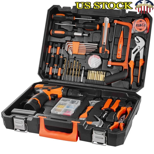 146 Piece Tool Kit Set Electric Drill Household Repair Tools Ergonomic Durable Steel Construction Portable Case DIY Projects