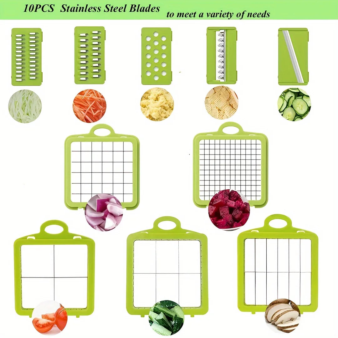 12 In 1 Vegetable Chopper With Container Mandoline Slicer Veggie Dicer