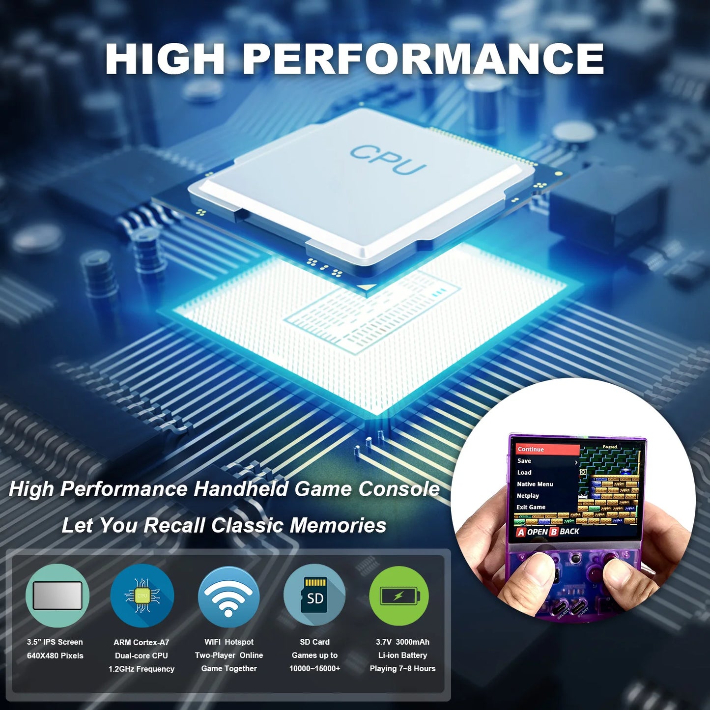 Miyoo Mini Plus Retro Handheld Console, 3.5'' IPS Screen, Linux Open Source Gaming Device