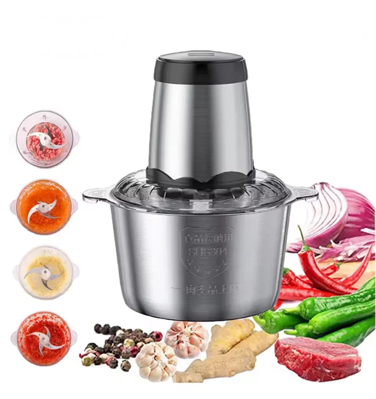 Electric Meat Grinder 304 Stainless Steel Multi Functional Four Blade Mixer