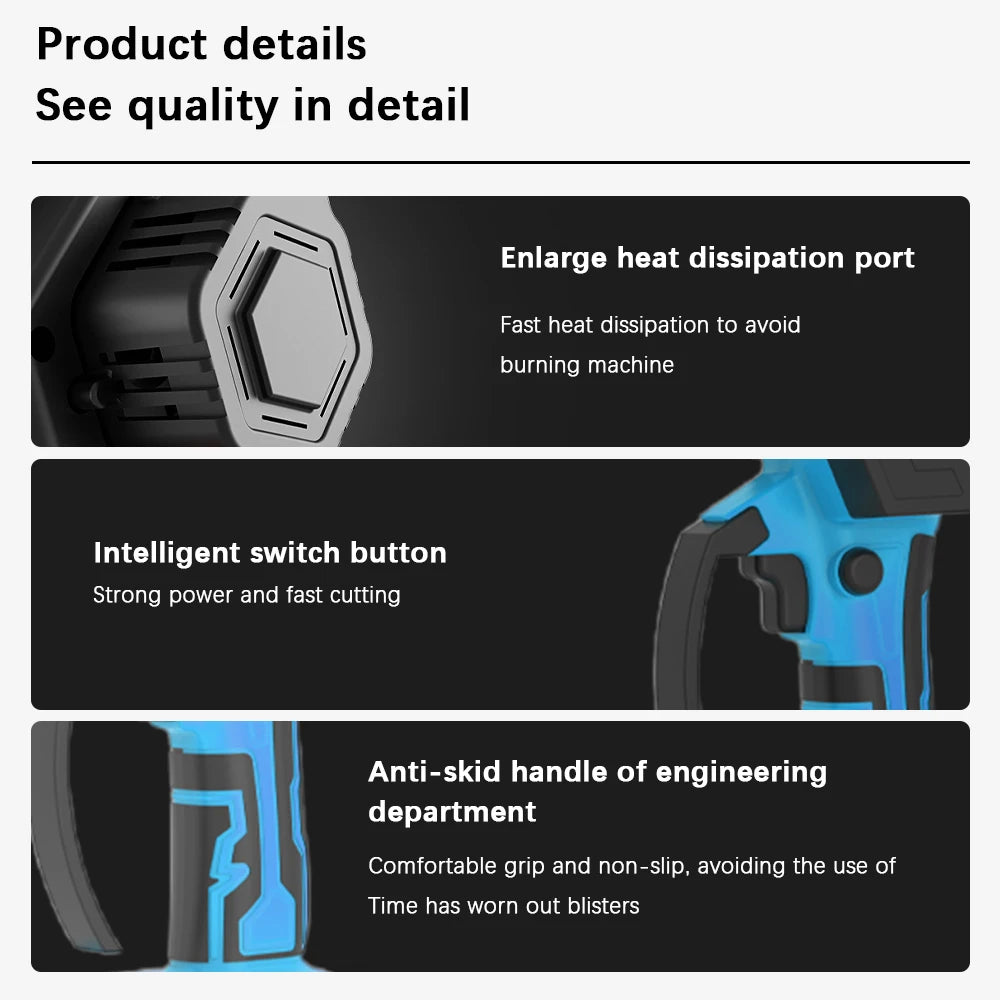 8 Inch Brushless Chainsaw Cordless Electric Handheld Portable Wood Logging Chainsaw Garden Pruning Wood Power Garden Tool