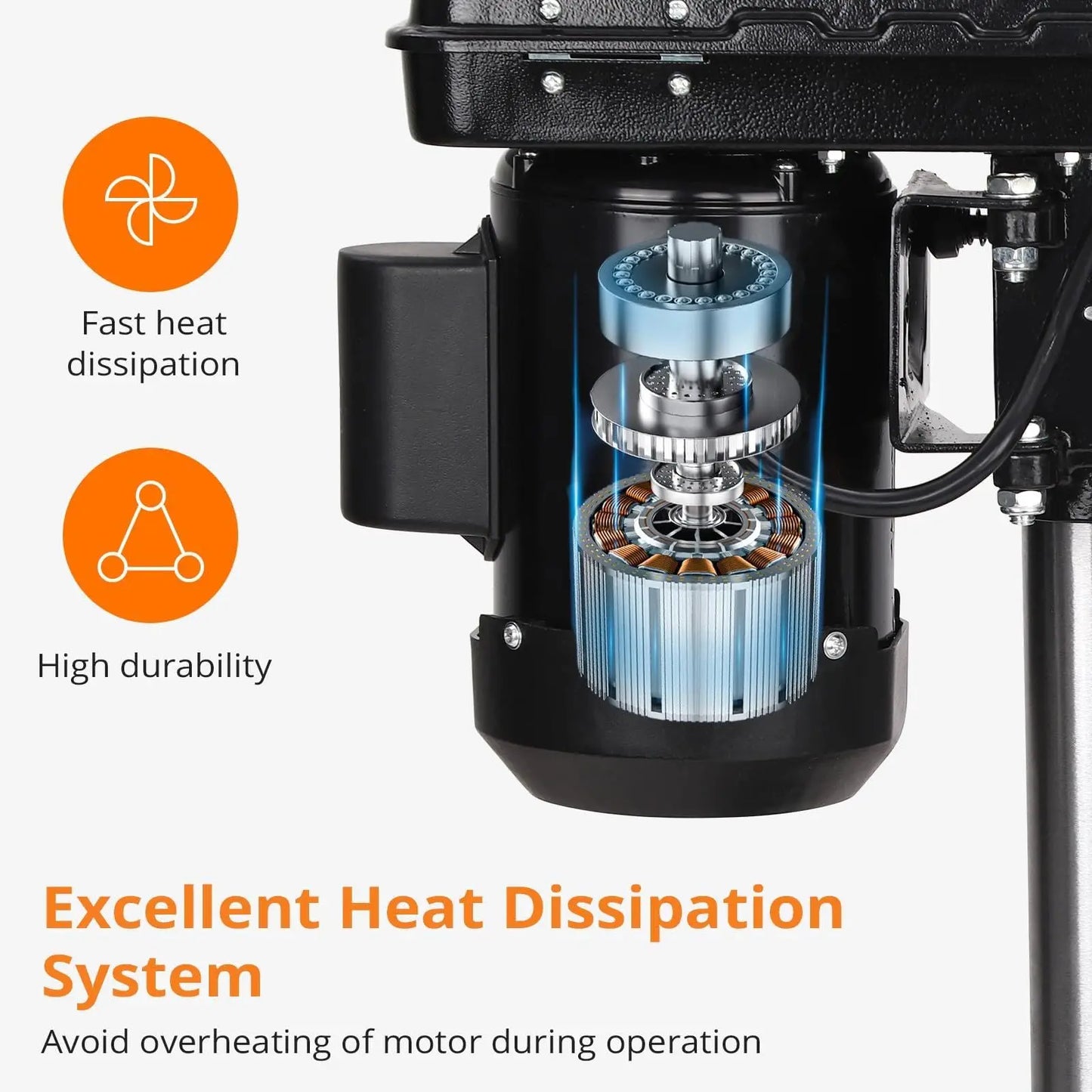 8 Inch Bench Drill Press, 2.5Amp, 5 Speed Adjustable, Swing Distance 0-45° Tilting, Controls Benchtop for Wood, Metal Drilling