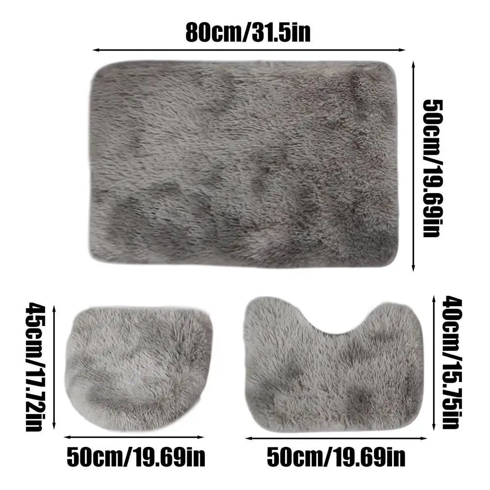 3pcs Bathroom Rug Set Bathroom Tie Dye Mat Toilet Soft Non Slip Rug Shower Carpets Toilet Lid Cover Floor Mats Set Washable