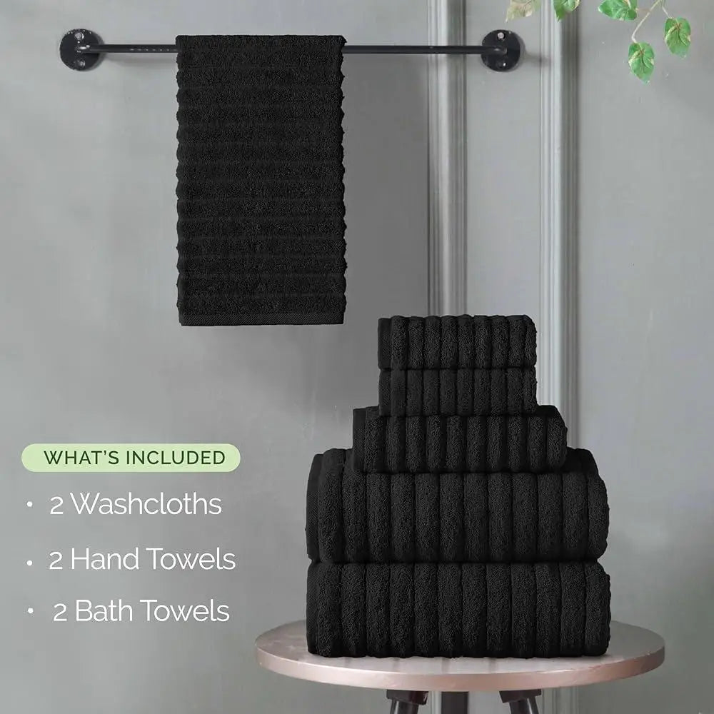 100% Turkish Cotton Luxury Bath Towels 6-Piece Set Soft Highly Absorbent Quick Dry