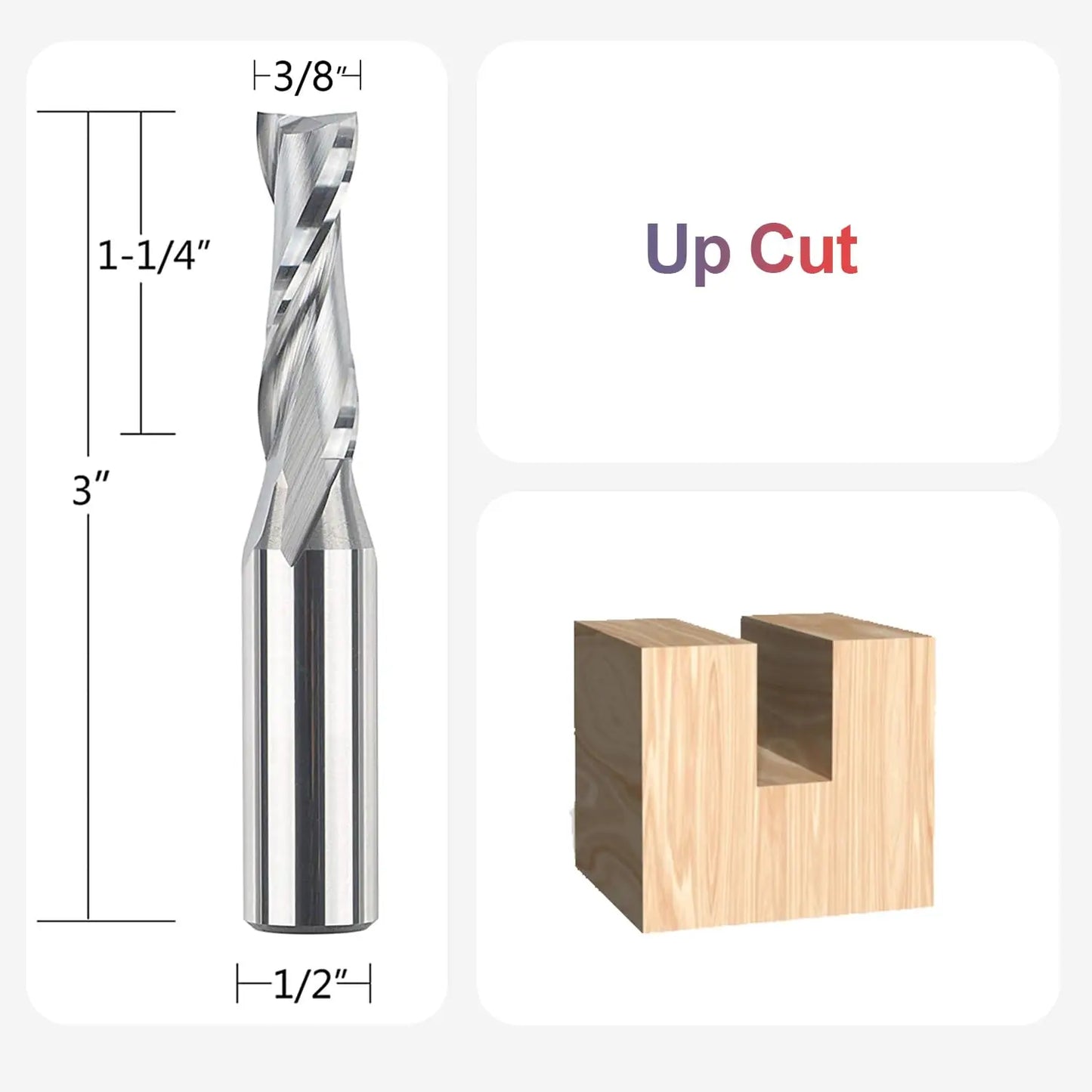 SpeTool 1pc Upcut Spiral CNC Router Bit with 1/4 1/2 Inch Shank HRC55 Solid Carbide CNC End Mill for Wood Engraving Carving Tool