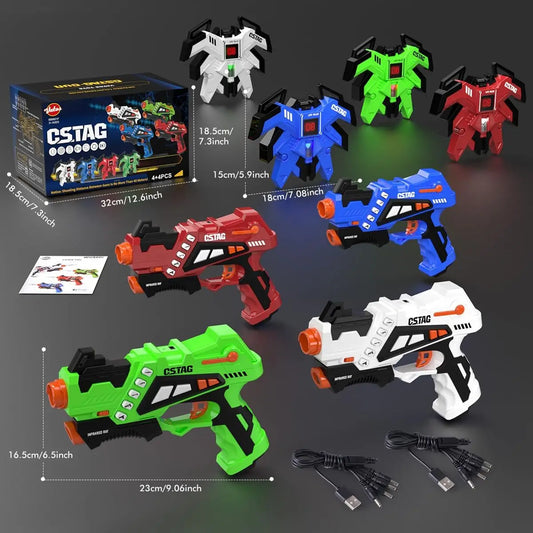 VATOS Rechargeable Laser Tag Guns 4 Sets with Vest Upgraded Infrared Laser Gun for Adults Kids Toy Boys Girls