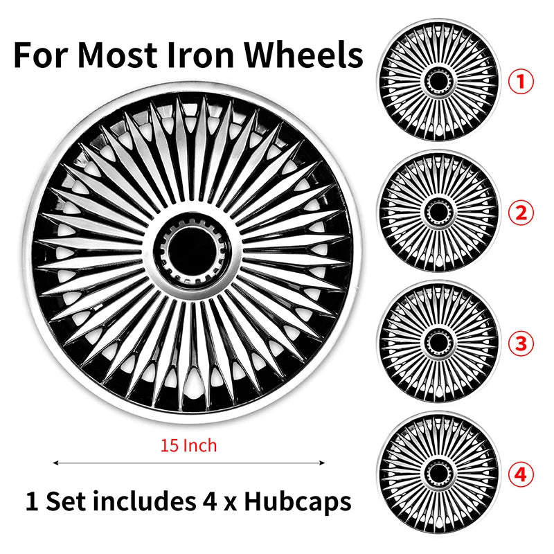 4 hubcaps for Iron Rim,15 Inch Hubcap Replacement Wheel Cap Automobile Full Rim Cover Accessories for Most Car Iron Wheel Cover