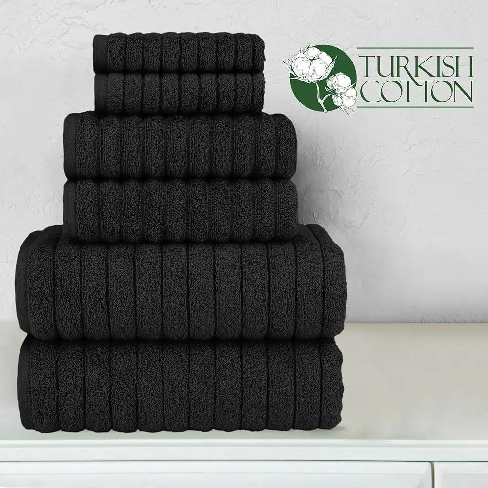 100% Turkish Cotton Luxury Bath Towels 6-Piece Set Soft Highly Absorbent Quick Dry