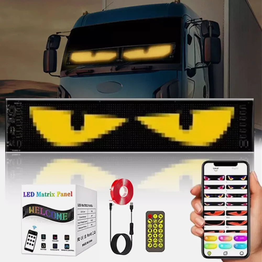 Devil's Eyes Car Windshield LED Matrix Pixel Panel Eyes LED Flexible Glowing Flashing Eyes Window Car Stickers Truck Accessories