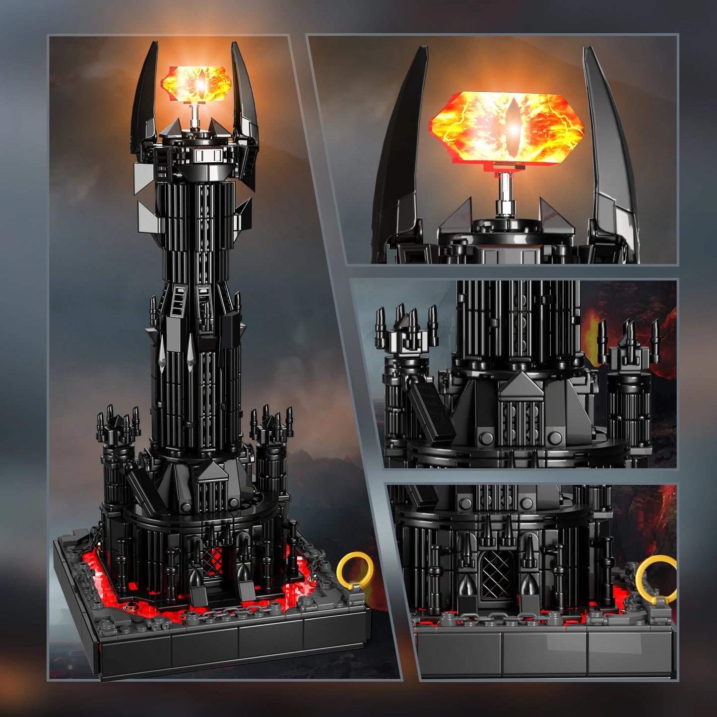 Dark Tower Building Blocks Kit with LED Lords of the Ringing Barade dure Tower Architecture Model Bricks Gifts for Kids Adults