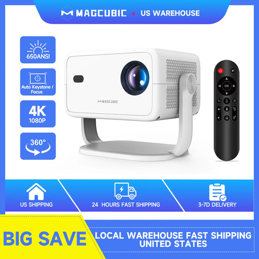 Magcubic 650ANSI L018 Projector 4K Native 1080P Auto Focus & Keystone Correction Android11 BT5.2 WIFI6 360° Portable Home Cinema