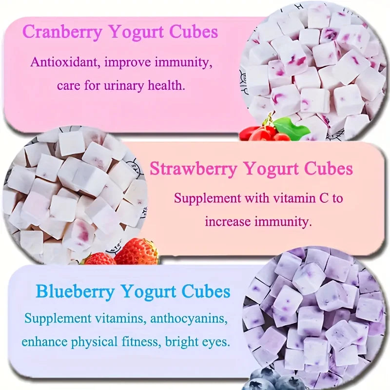 100g/3.53oz Fruit Yogurt Cubes Dog Treats For Dogs Or Cats, Made With Yogurt And Fruit, Healthy, Easily Digestible