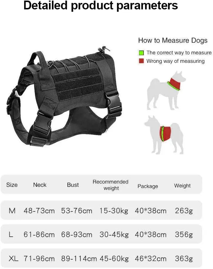 Dog Harness with Handle, Collar, and Leash Set No Pull Dog Harness with Patches- Adjustable Buckles for-Dogs, Escape Proof