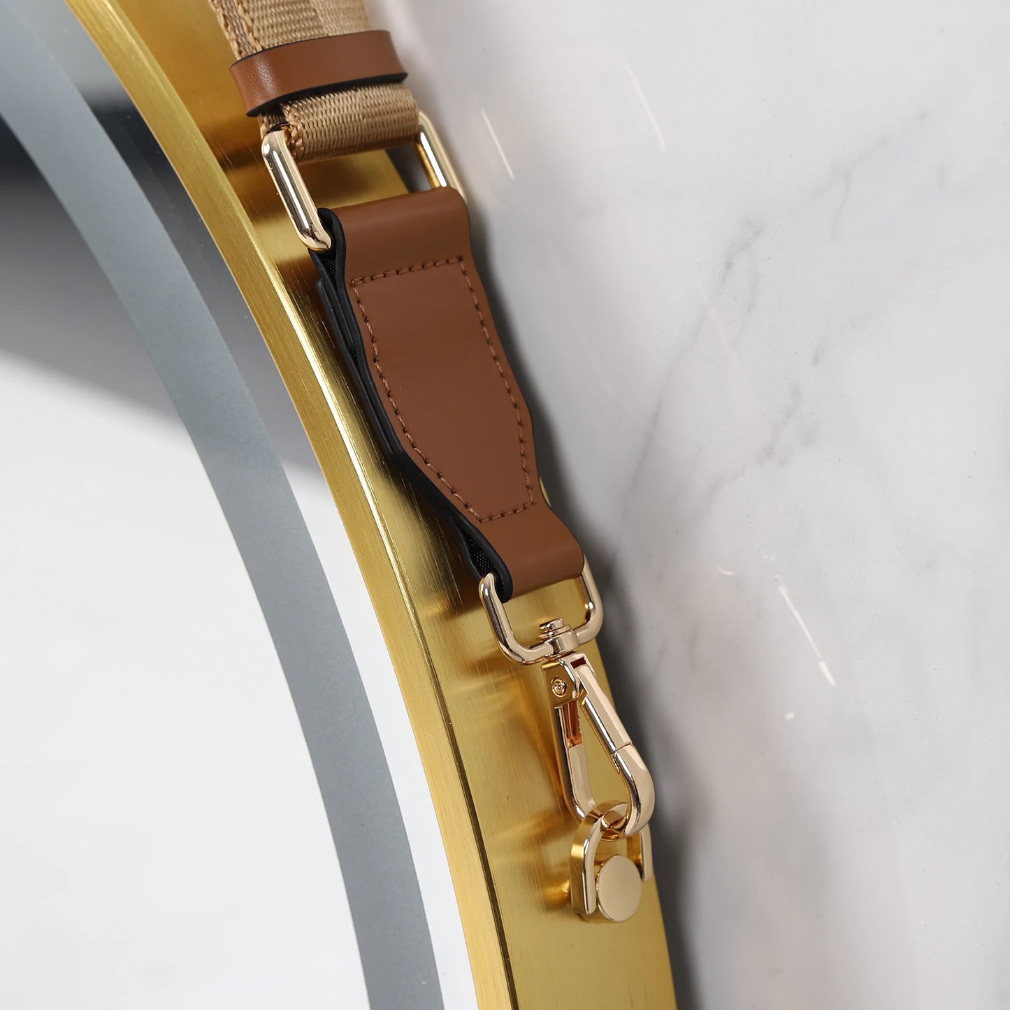 Wisfor Frame Round Mirror,Round Bathroom Mirror with Light,Wall Mounted Lighted Vanity Mirror, Anti-Fog & Dimmable Touch Switch