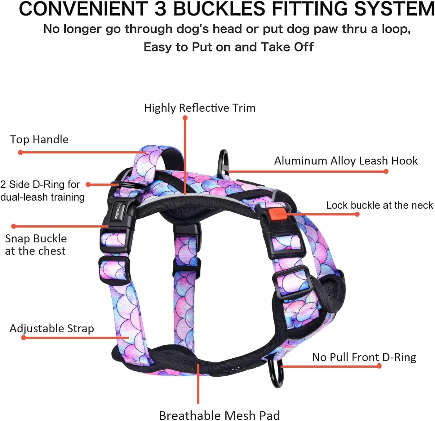 No Pull Dog Harness and Leash Set No Choke Easy Control Handle Soft Padded Reflective Vest  for Medium Dog Breed Cow Pattern