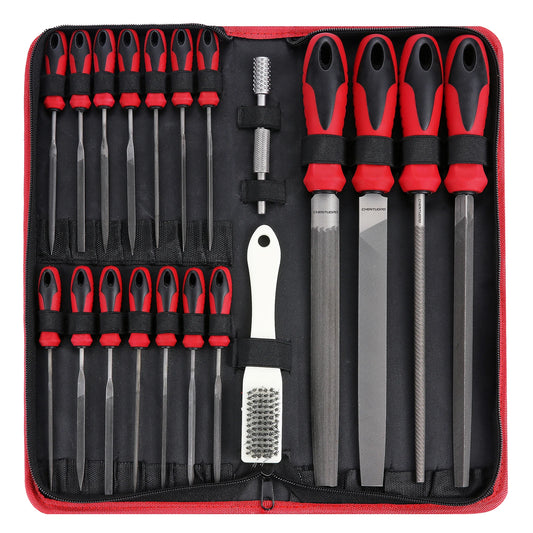 57Pcs Metal & Wood File Rasp Set,Grade T12 Forged Alloy Steel, Half-round/Round/Triangle/Flat 4pcs Large Tools, 14pcs Needle Fil